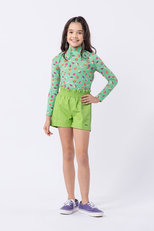 Short infantil em couro ecológico