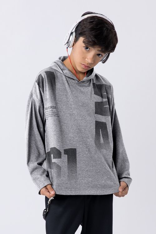 Camiseta infantil masculina em malha 100% algodão com corte over size