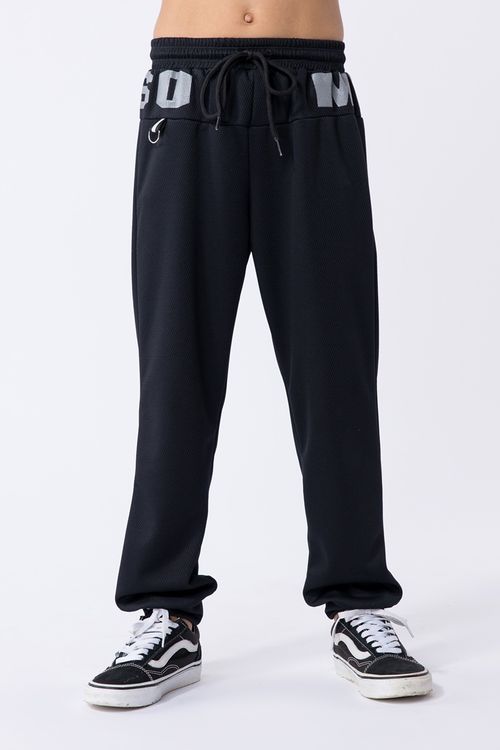 Calça infantil masculina de moletinho de viscose com recorte e silk