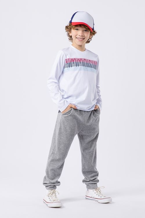 Camiseta infantil masculina em malha de algodão 100%