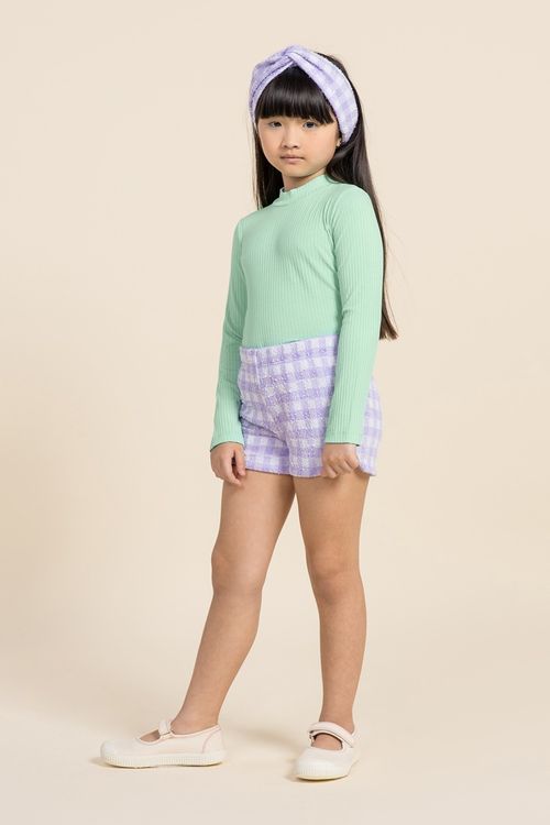 Blusa infantil feminina gola alta e manga longa canelada