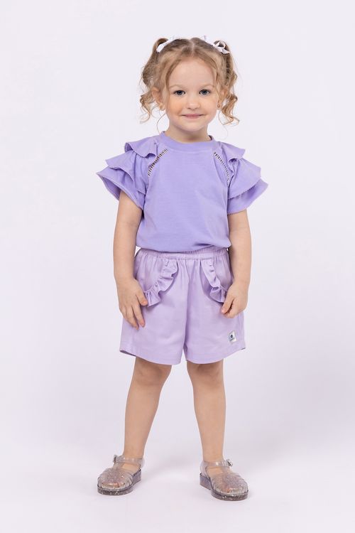 Camiseta para menina em malha com babados