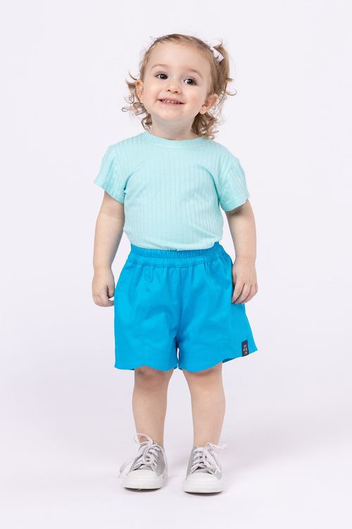 Camiseta básica para menina em malha canelada
