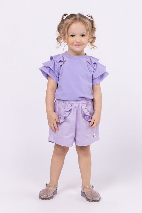 Short para meninas em sarja acetinada