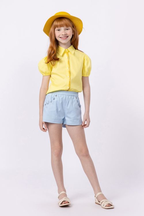 Short em sarja acetinada para menina