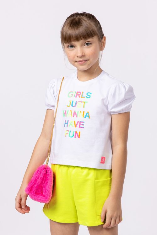 Short em moletom com bolsos laterais para menina