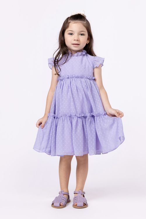 Vestido mídi em transparência poá baby menina