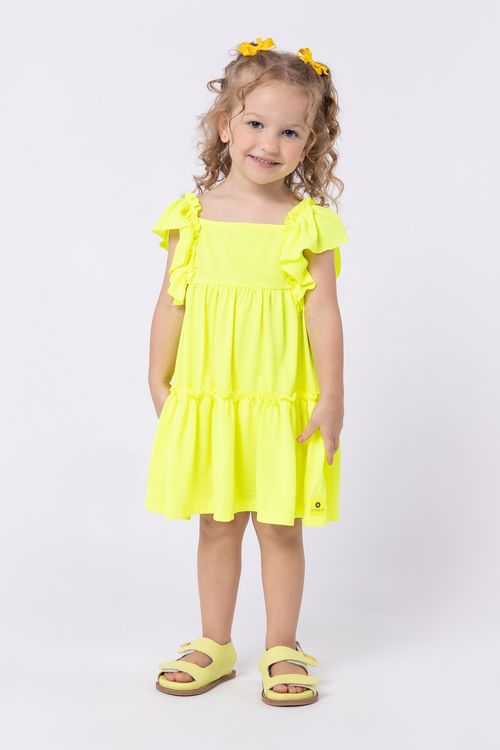 Vestido em malha neon para bebê menina