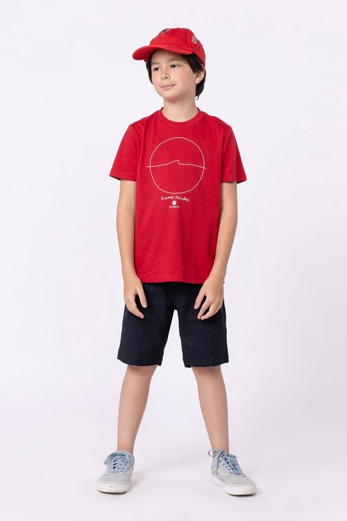 Camiseta para meninos de malha com 100% de algodão na composição