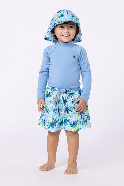 Short de água e chapéu de nylon para bebê