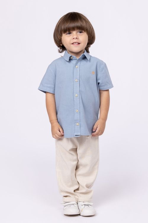 Camisa de cambraia de algodão para bebê menino