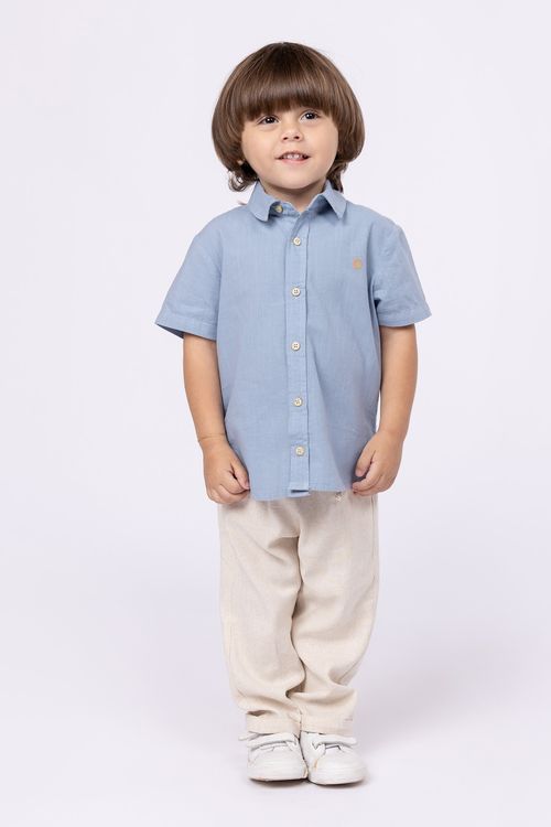 Calça de linho com elastano para bebê menino