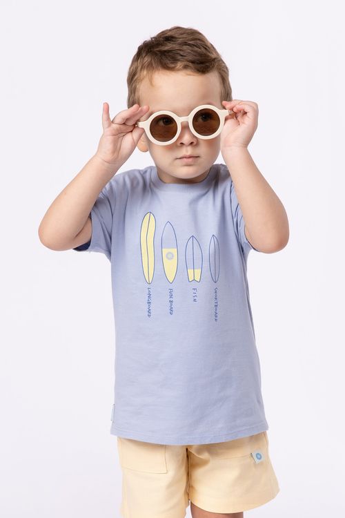 Conjunto camiseta de malha 100% algodão e bermuda de linho com lycra para bebê menino