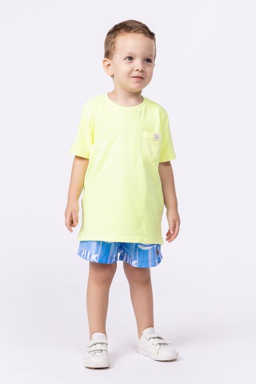 Camiseta de malha flamê 100% algodão para bebê menino