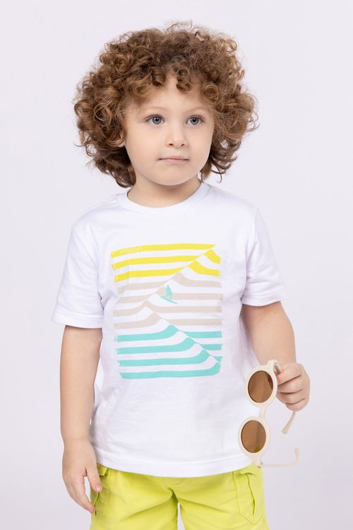 Conjunto para meninos bermuda de sarja com lycra e camiseta de malha 100% algodão