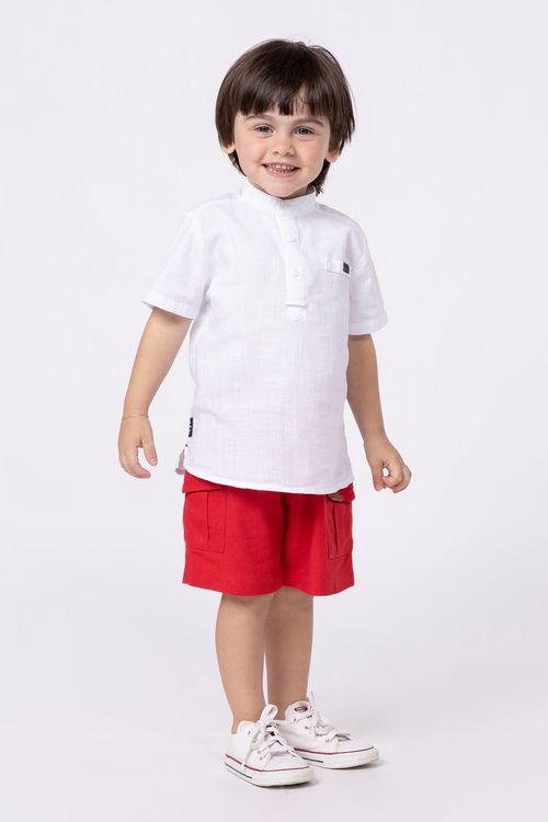 Bata de cambraia de linho algodão para bebê menino