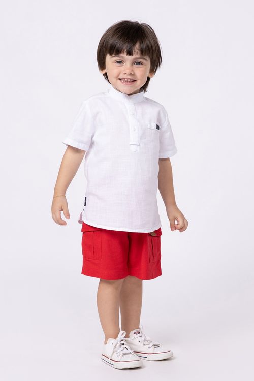 Bermuda de linho para bebê menino