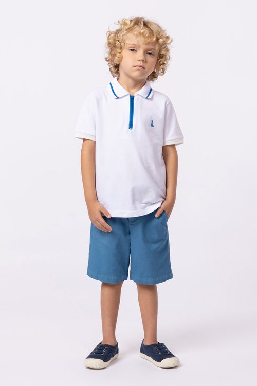 Polo patô zíper e gola retilínea para meninos
