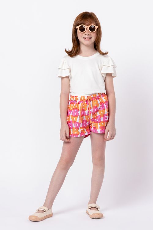 Short de nylon estampado para menina