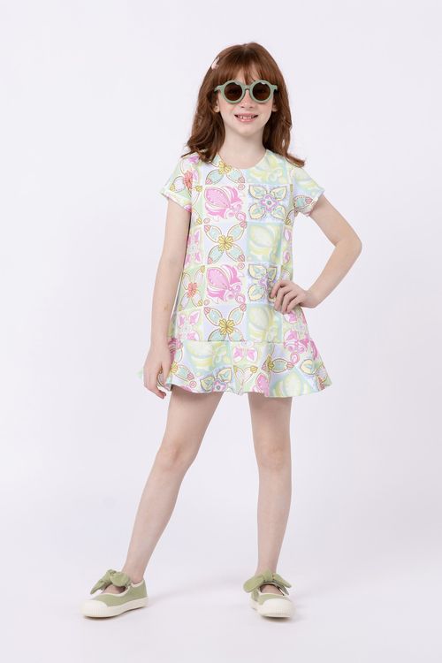 Vestido de neoprene estampado para meninas
