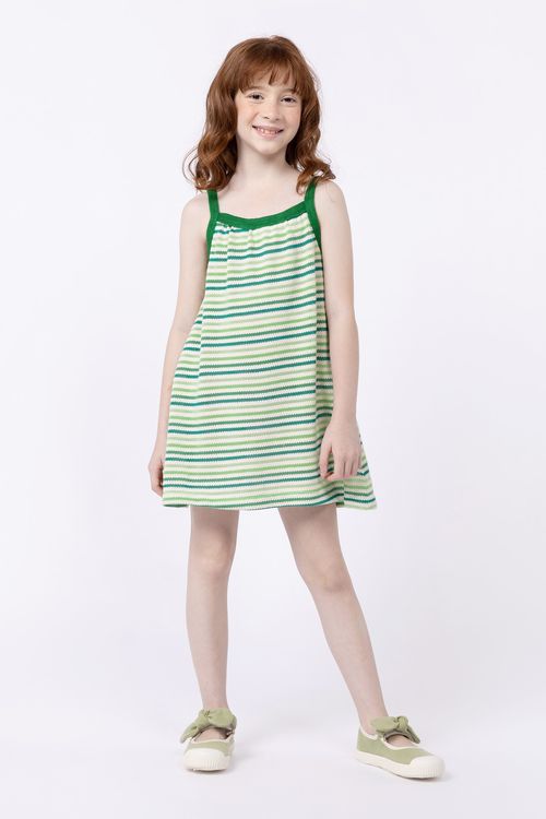 Vestido listrado em tricô para meninas