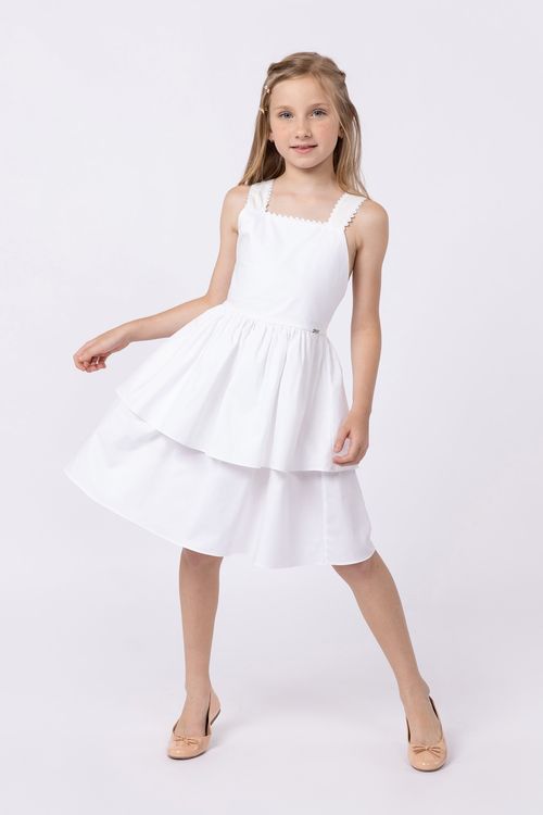 Vestido em camadas com sianinha nas alças para meninas
