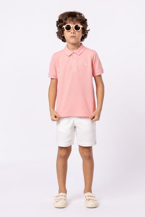 Camisa gola polo colorida com etiqueta externa para meninos