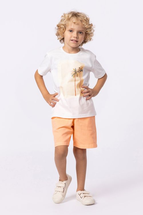 Conjunto de camiseta com estampa e bermuda de sarja para meninos