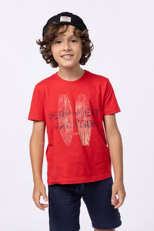Conjunto de camiseta básica com estampa e bermuda de moletom para meninos