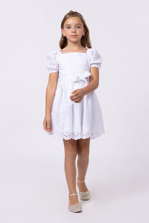 Vestido rodado em laise  para menina