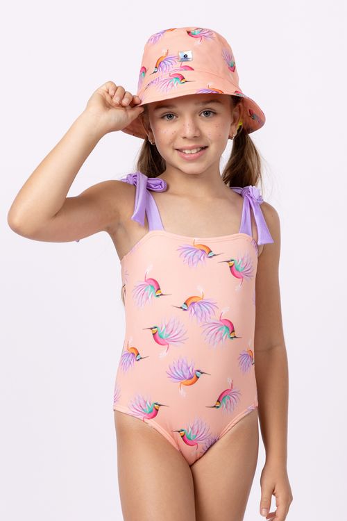 Maiô para menina estampado em lycra +50 UV