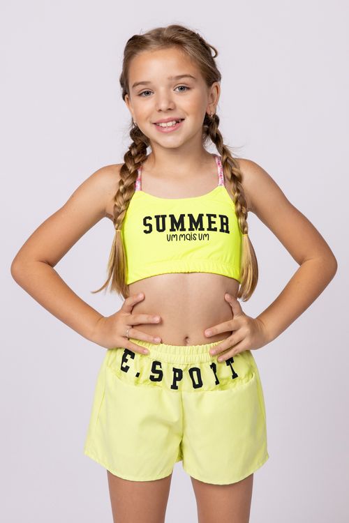 Top em lycra com estampa para menina