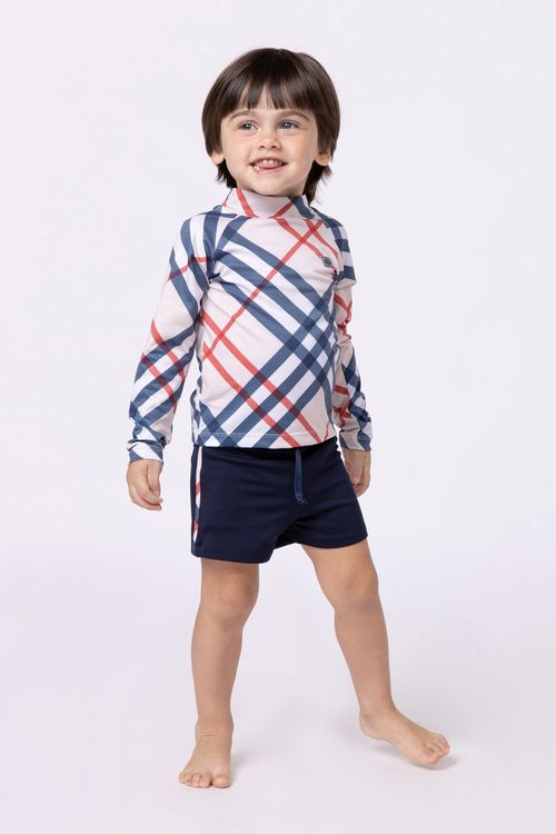 Conjunto camiseta surfista + sunga short em lycra para menino