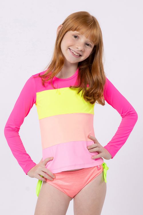 Camiseta de proteção em lycra +50 UV para menina