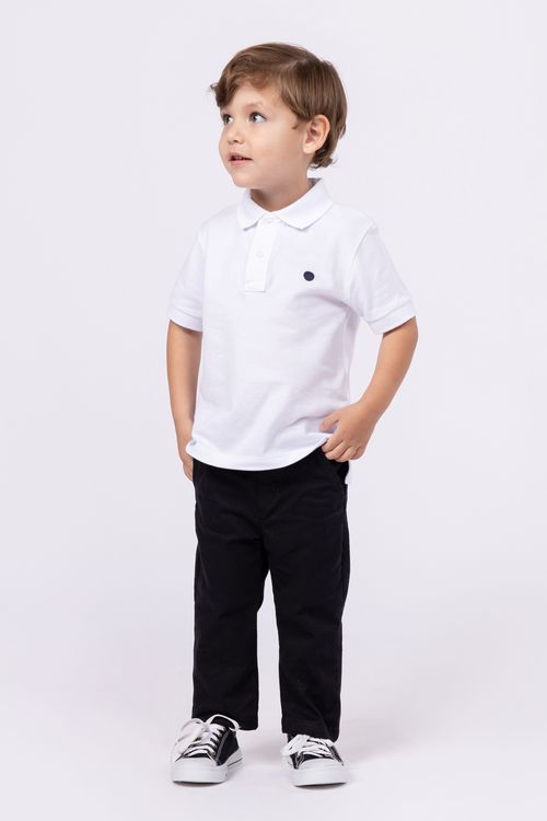 Polo básica para menino em piquet fio tinto