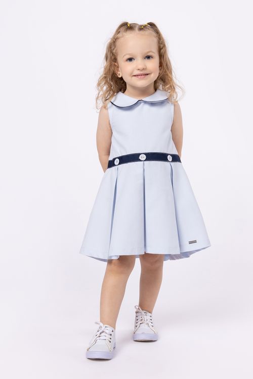 Vestido em piquet com pregas para bebê menina