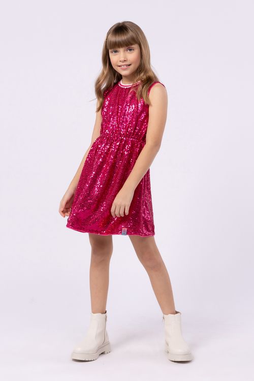 Vestido jumper infantil para meninas em paetê