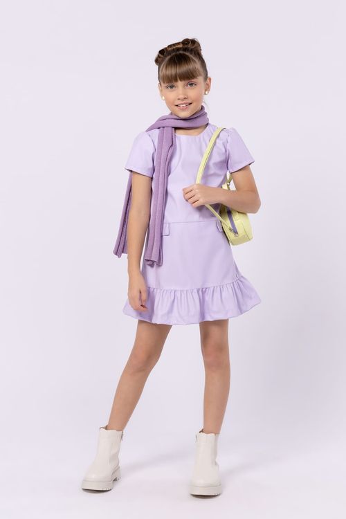 Vestido jumper infantil para menina em couro