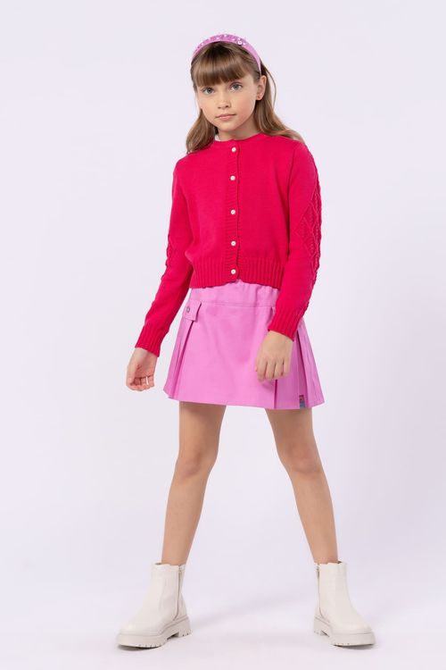 Cardigan infantil para menina de Tricô