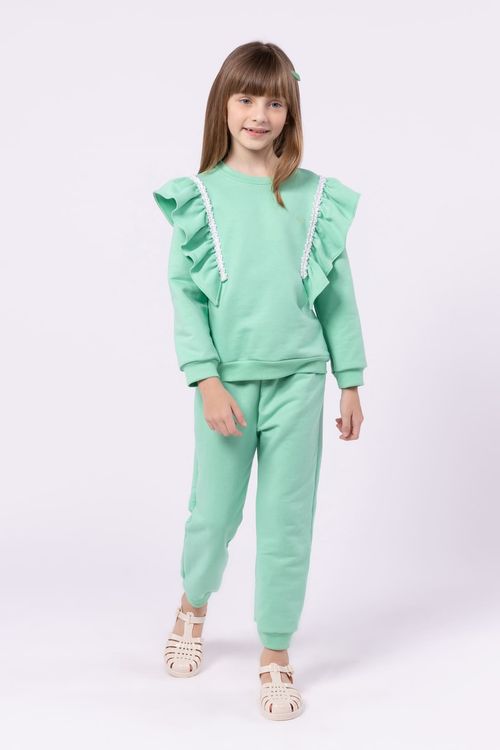BLUSA DE MOLETOM COM BABADOS BEABÁ PARA MENINA