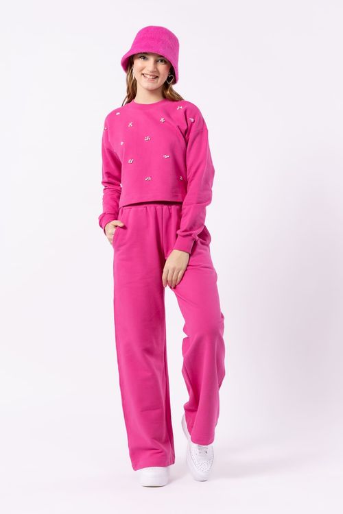 BLUSA MOLETOM CROPPED COM BORDADO