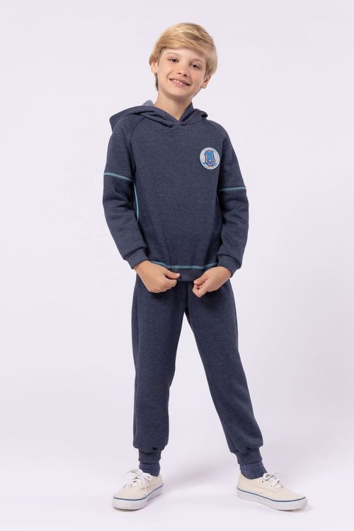 CALÇA DE MOLETOM FELPADO MARINHO COM PUNHO