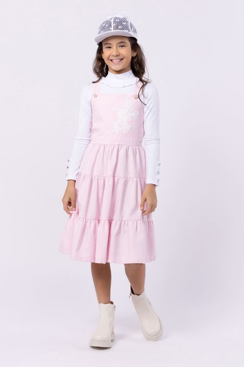 Salopete midi infantil para menina em piquê