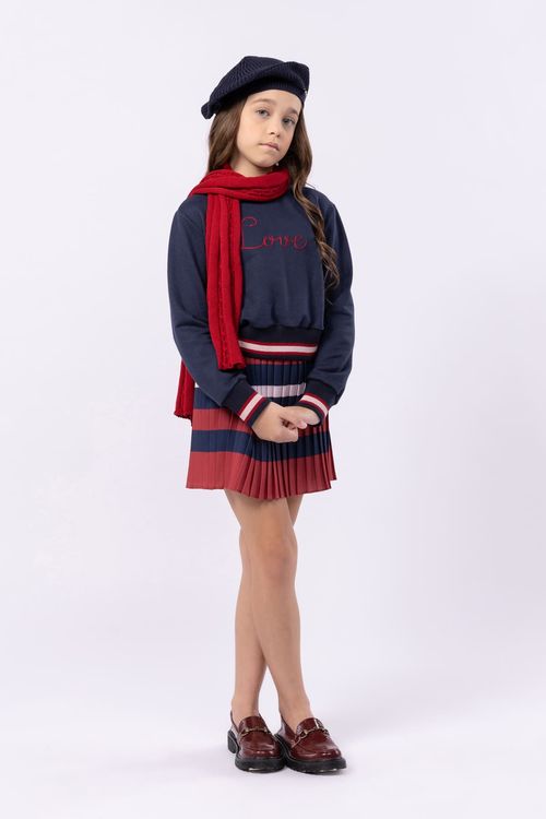Blusa infantil para menina em moletom com bordado Love em cordonê