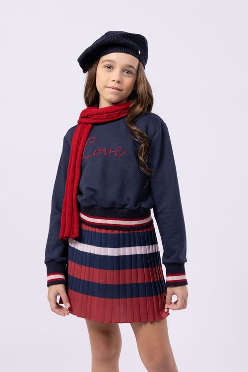 Saia-short plissada infantil para menina em voil estampado