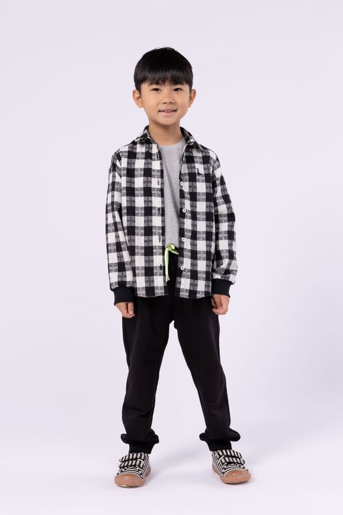Camisa infantil para manino manga longa xadrez