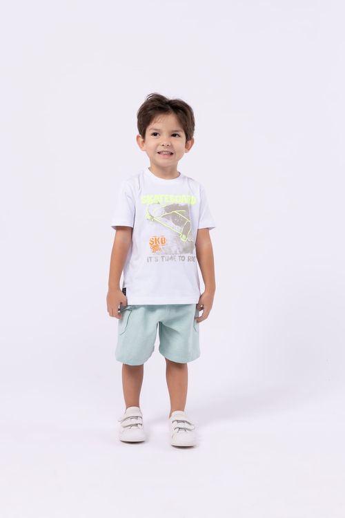 CONJ. CAMISETA MALHA 100% ALGODÃO E BERMUDA SARJA
