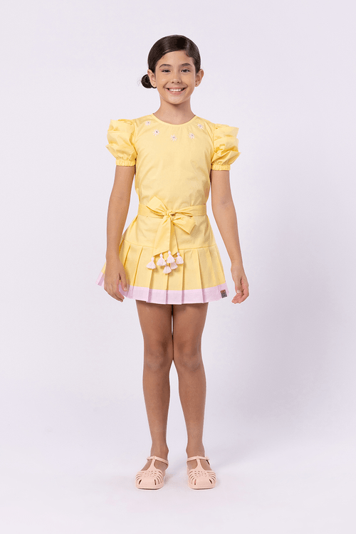 Vestido jumper infantil para menina  em tricoline bicolor