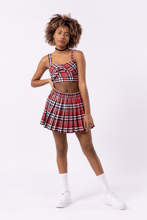 Blusa Teen Cropped em Flanela Xadrez