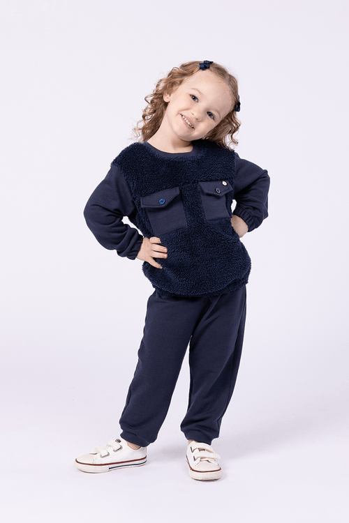 Conjunto Menina Moletom  com Pele de Ovelhinha